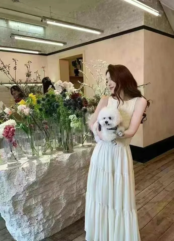 圆领无袖连衣裙长裙气质吊带裙