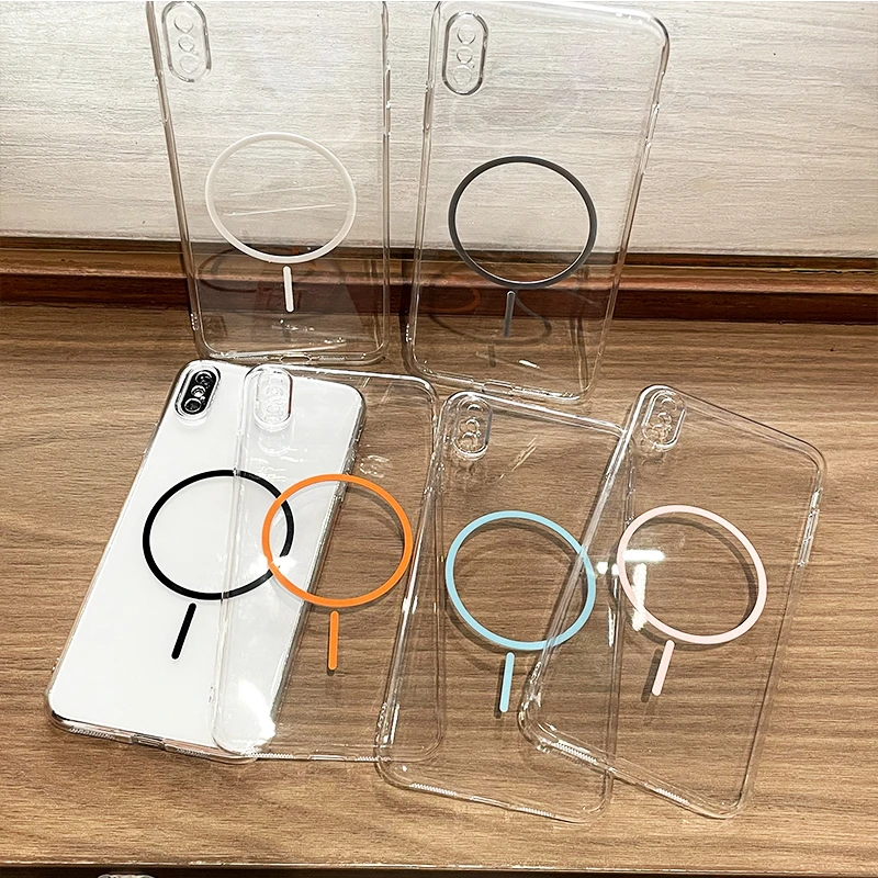 适用苹果16E磁吸透明手机壳15/14/13/1211ProXsMax78PlusPC硬壳