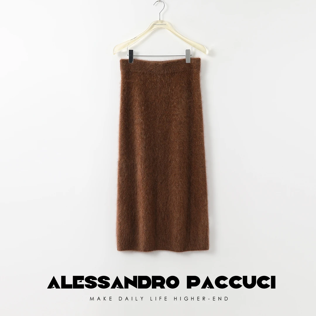 【孤品特价不退换】洛哥24823X柔软1oo山羊绒拉绒 极简针织半身裙