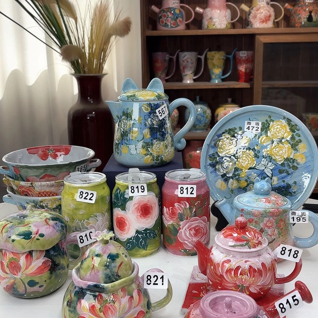 景德镇手绘高温釉下彩陶瓷茶具