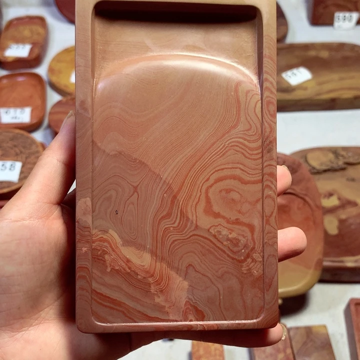 石材打****头红丝砚