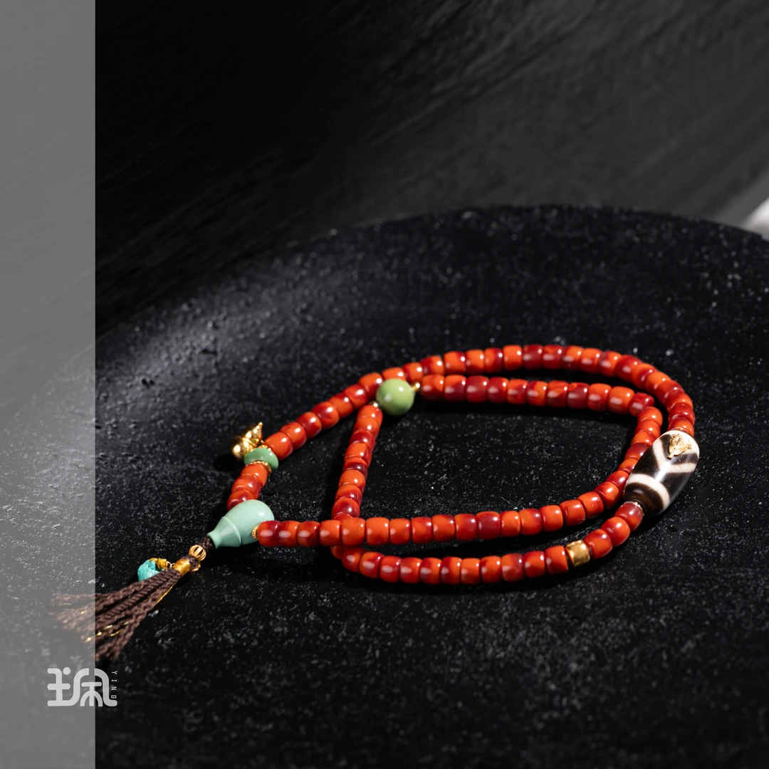 灵芷|南红玛瑙*手串*18K金镶嵌PZC25110309多样性发其一