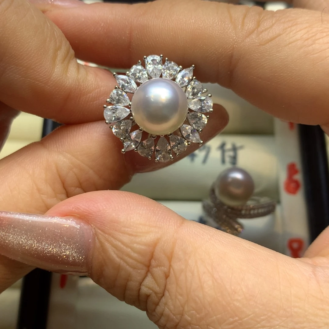 银S925镶嵌戒指海水珍珠