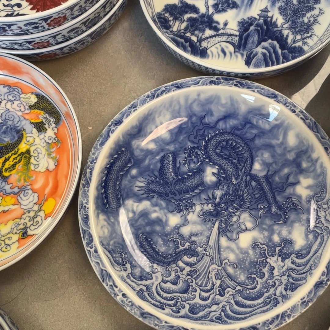 瓷片景德镇青花胭脂蓝龙大壶承