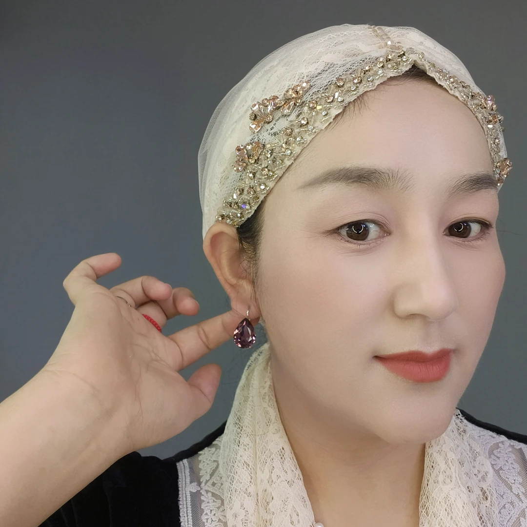 合金仿水晶耳饰 水滴款饰品耳饰耳钩锁扣时尚复古百搭简约民族风