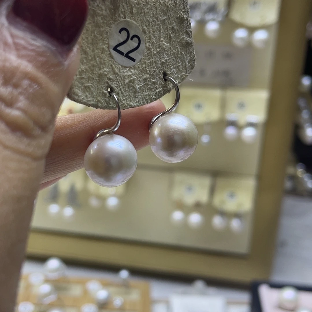 淡水珍珠耳饰银S925镶嵌