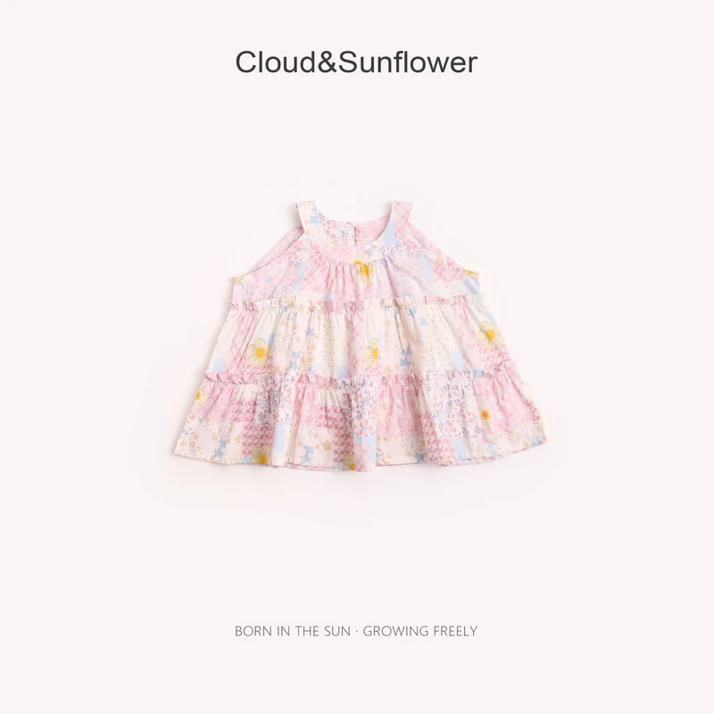 【云朵小葵】女童夏季爆款轻薄层次感翩翩休闲洋气挂脖上衣991181