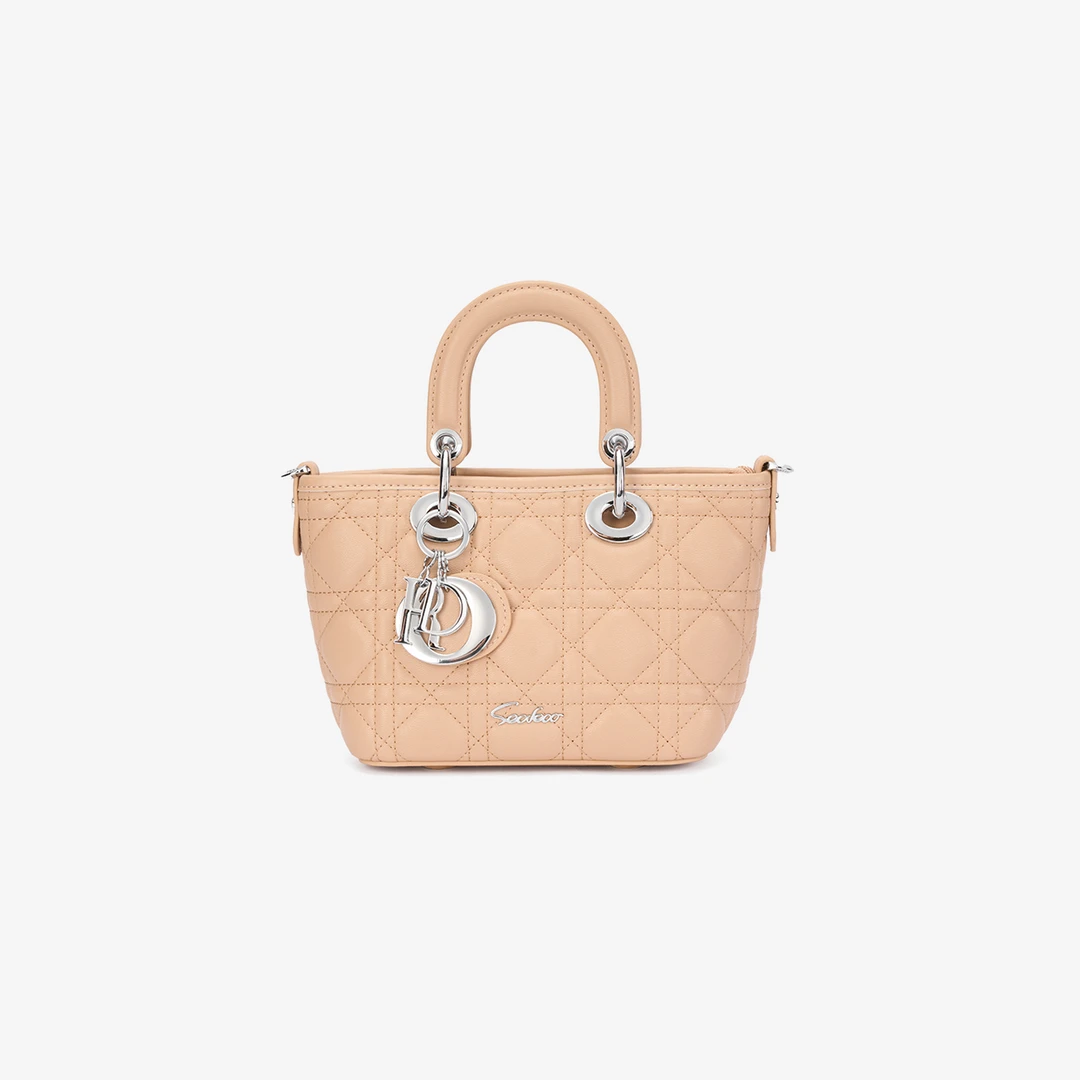 【袋鼠官方正品】2025上新时尚轻奢手提斜挎菜蓝子小香风潮流菱格包