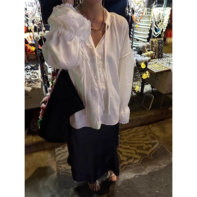 衬衫2025新款夏款女白色防晒爆款长袖宽松衬衣法式气质遮肚子上衣