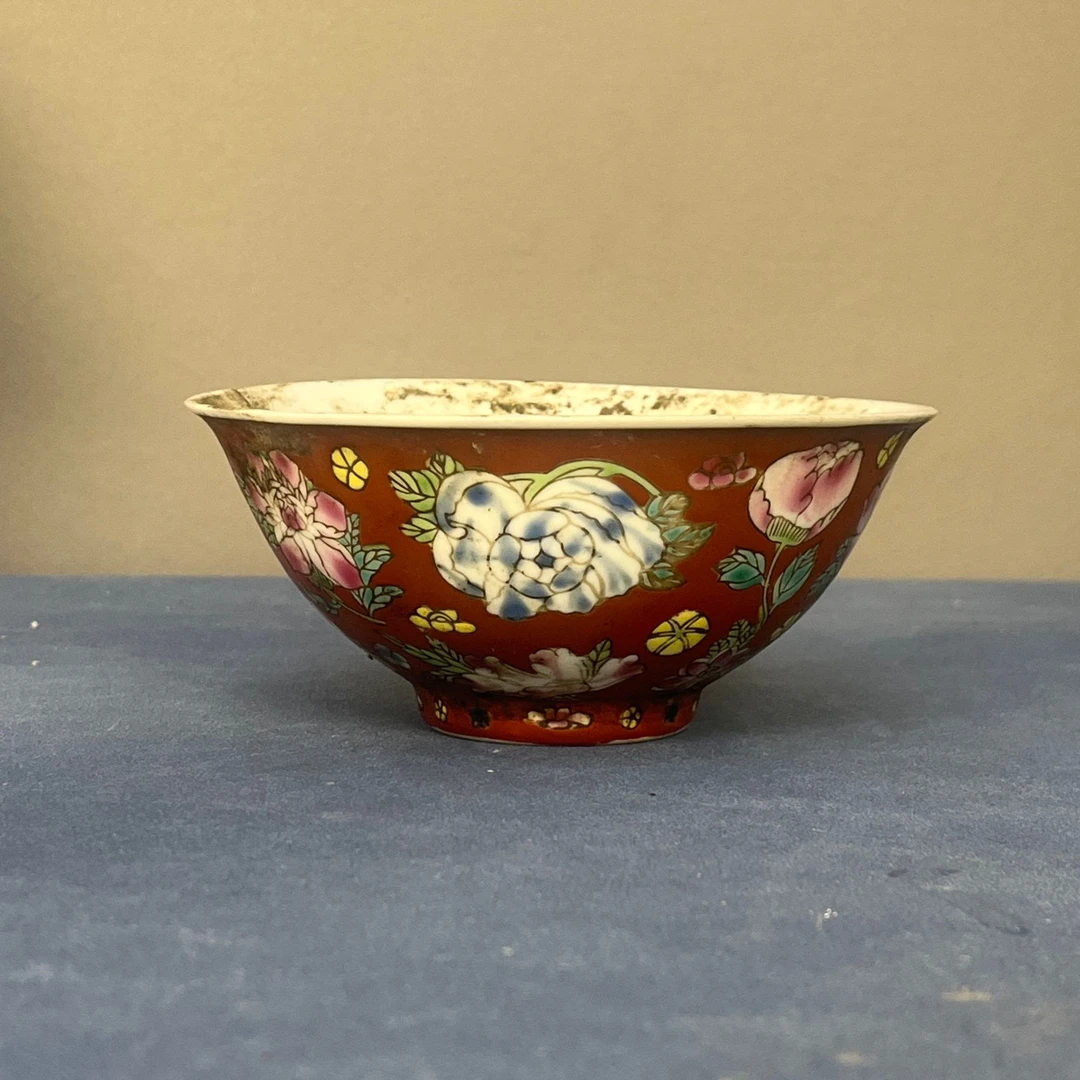 【微瑕慎拍】127景德镇老厂瓷万花系列赏碗