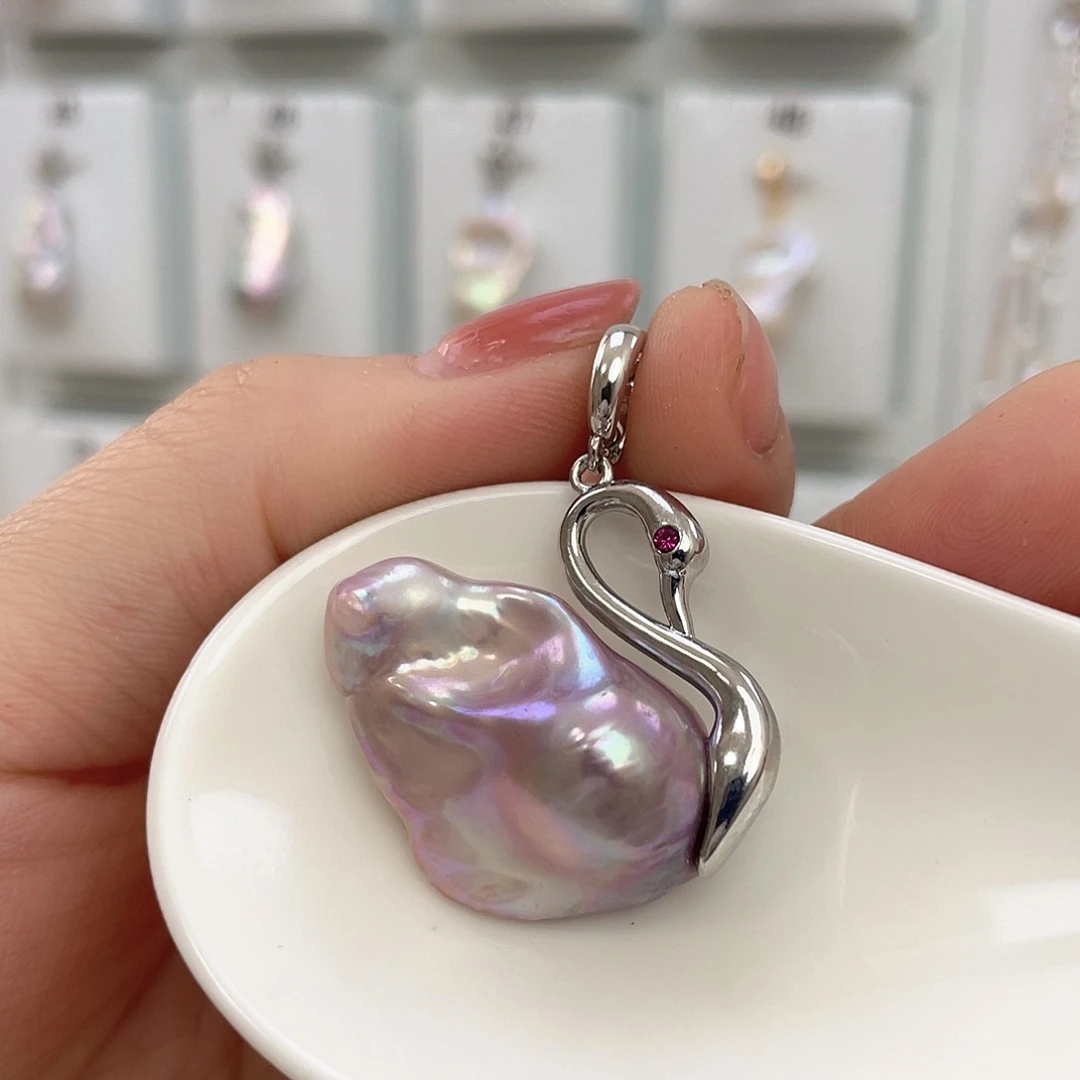 淡水珍珠银S925镀金镶嵌颈饰小*