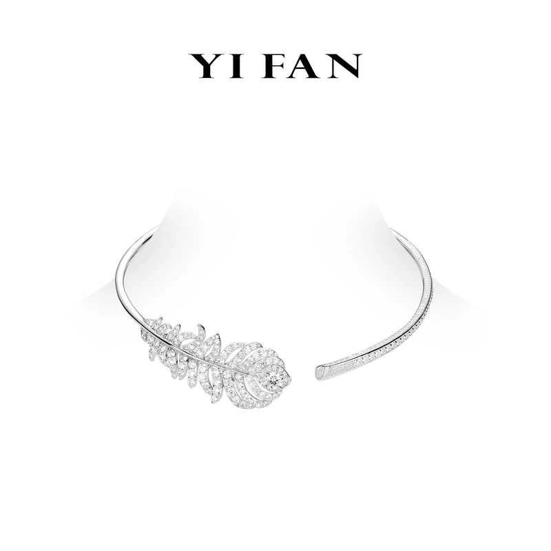 吊坠925银合成锆石 20016-白色满钻树叶豪镶百搭项链