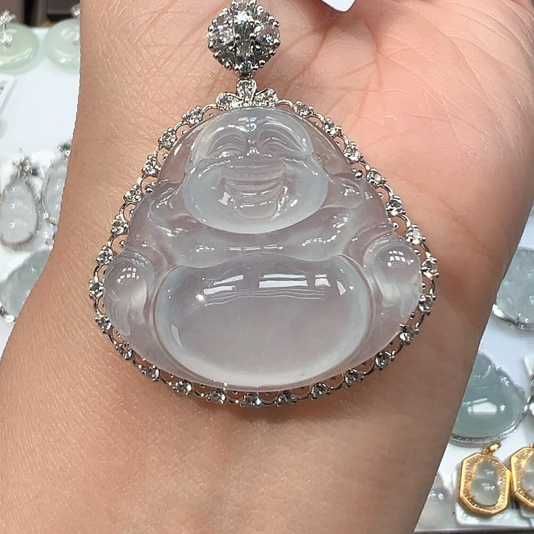 翡翠18K金镶嵌吊坠(不含链)1602