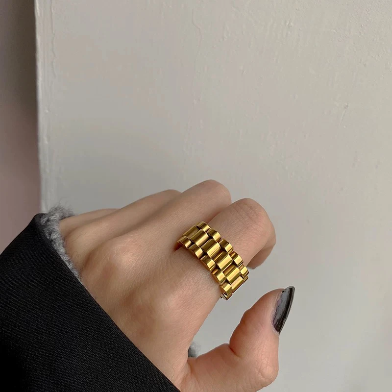 钛钢手链 时尚简约手表带设计钛钢手链戒指百搭首饰