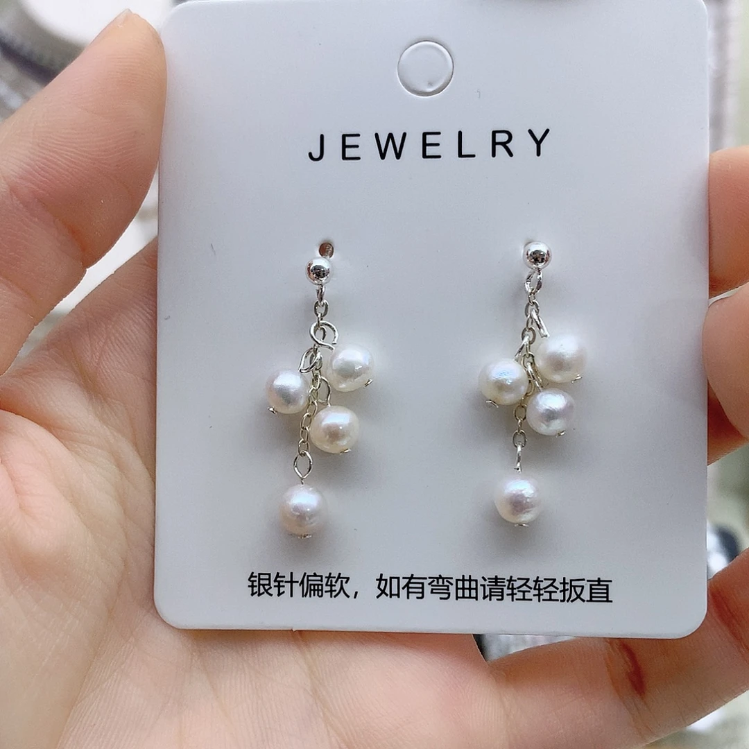 银S925镶嵌淡水珍珠耳饰