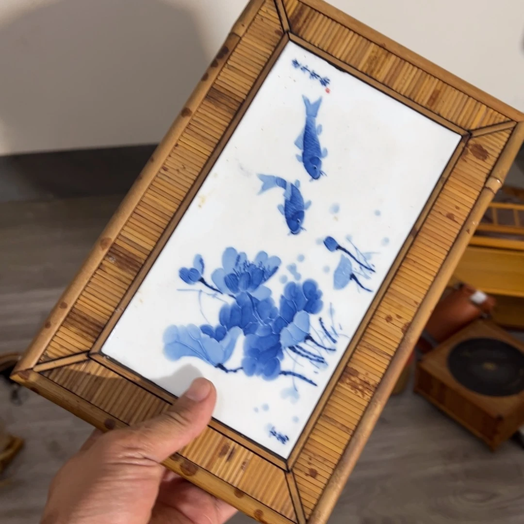 琉璃手工艺品连年有余青花瓷版