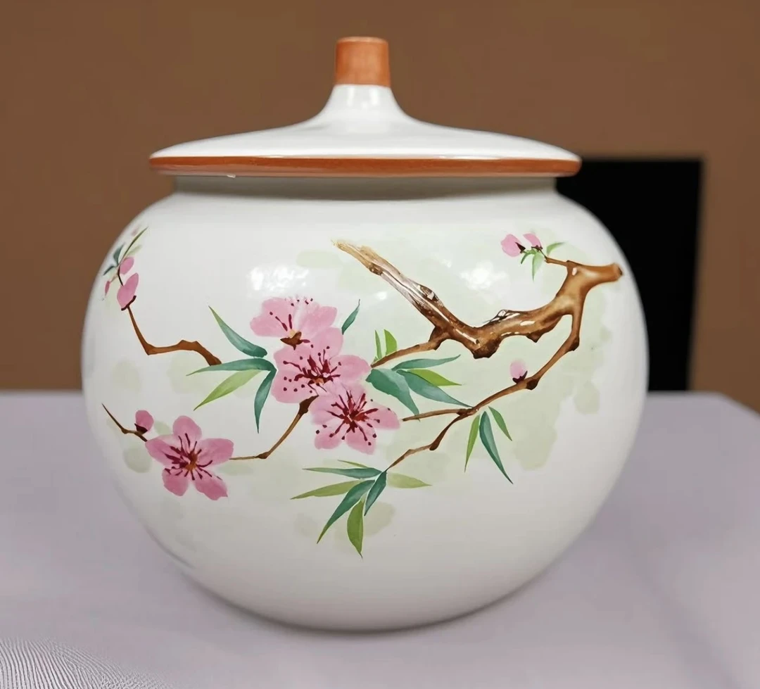 茶叶罐-天球花宝瓶茶叶罐大容量家用储存罐密封罐瓷海ZH548