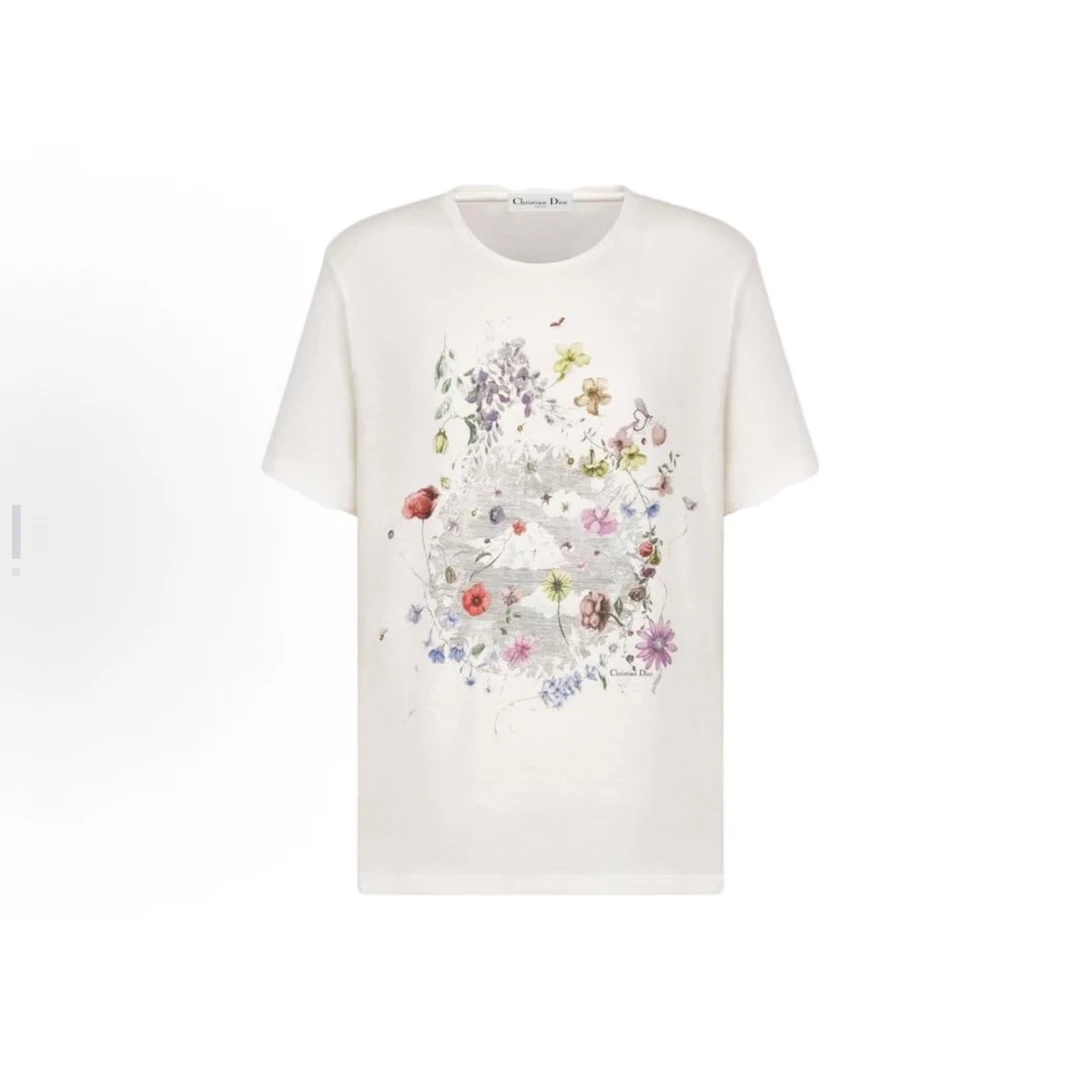 未使用 DIOR/迪奥   Tears FW23 植物花卉印花圆领套头短袖  M码