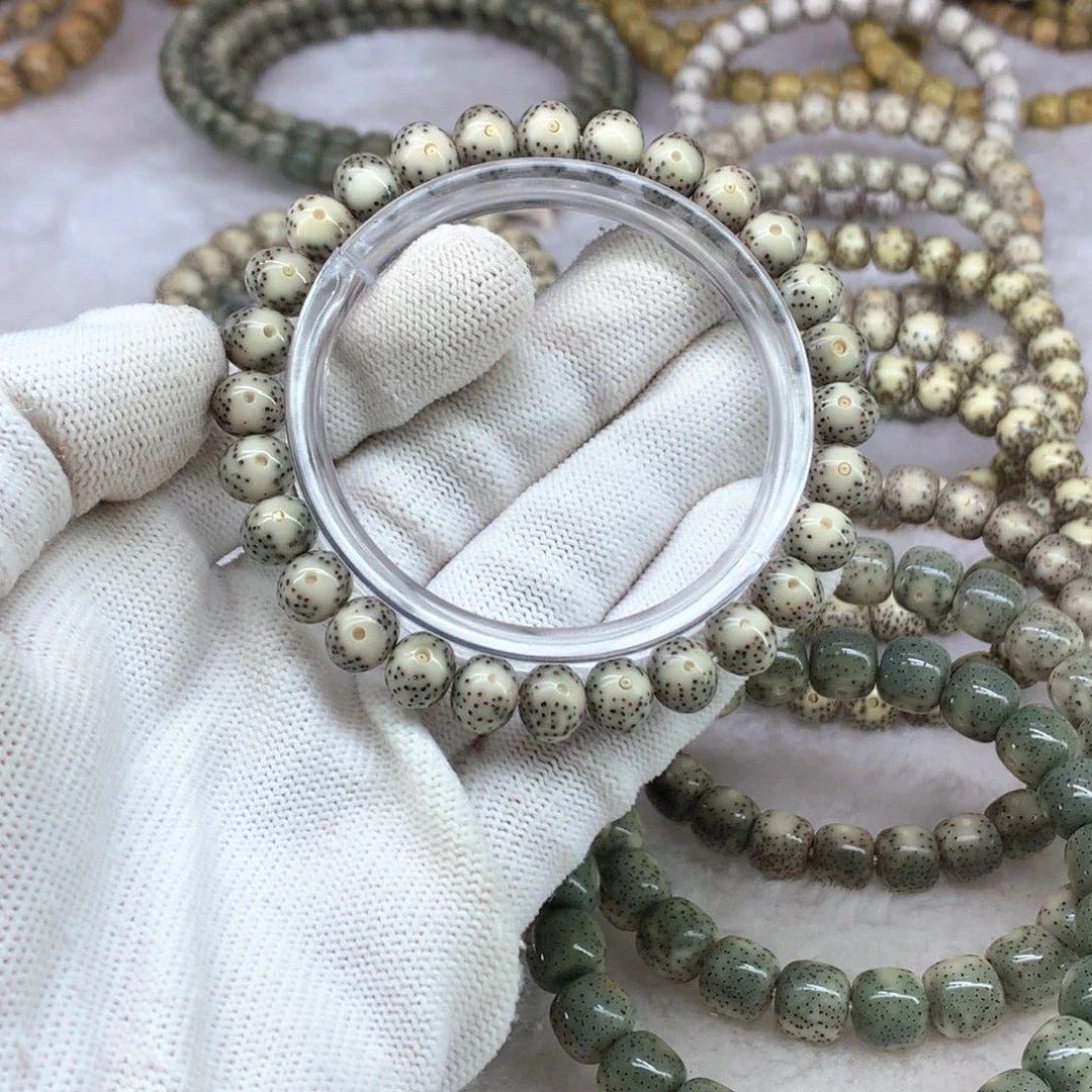 星月菩提手串星月菩提9*7大眼睛一线天留白苹果珠