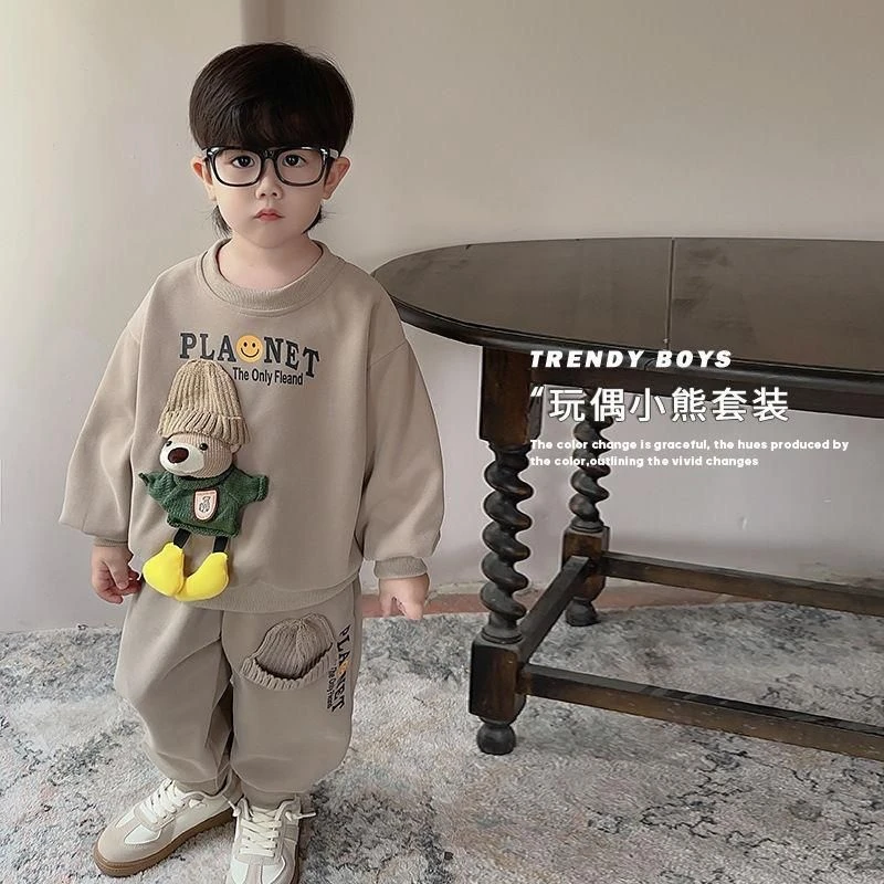 童装男童秋装套装儿童卫衣春秋2025新款男孩帅气时髦宝宝小童衣服