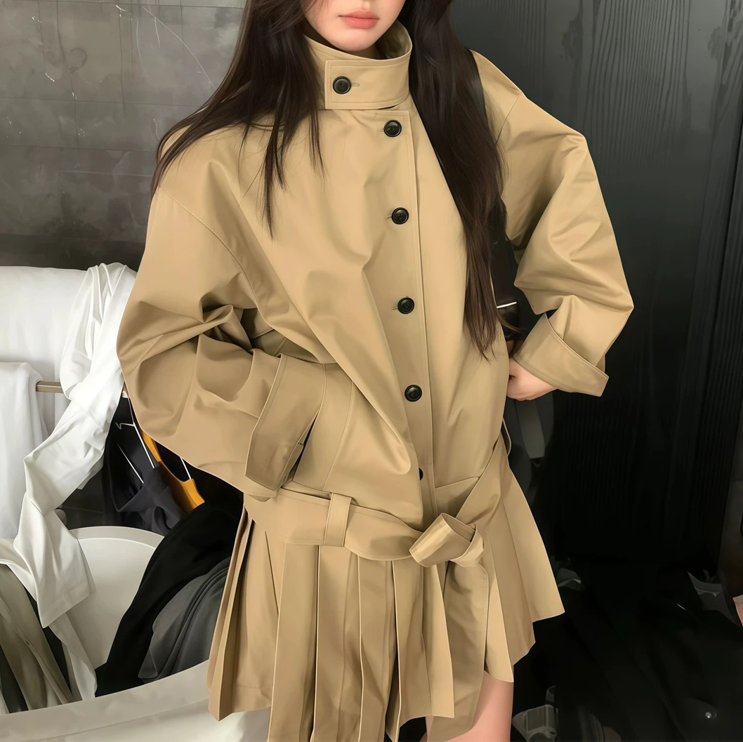 风衣女外套中长款春秋款高级感2025新款英伦风卡其色巨好看轻奢裙