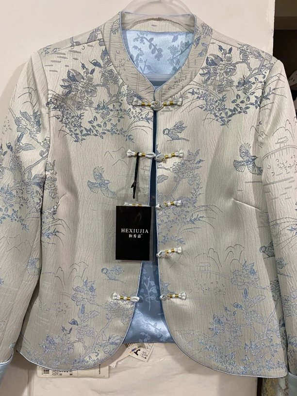 复古提花短款外套春季新款高级感立领盘扣中国风唐装上衣