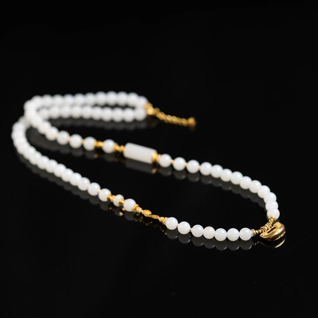 博远 | 严选精品和田玉顶俄高白白玉6mm项链