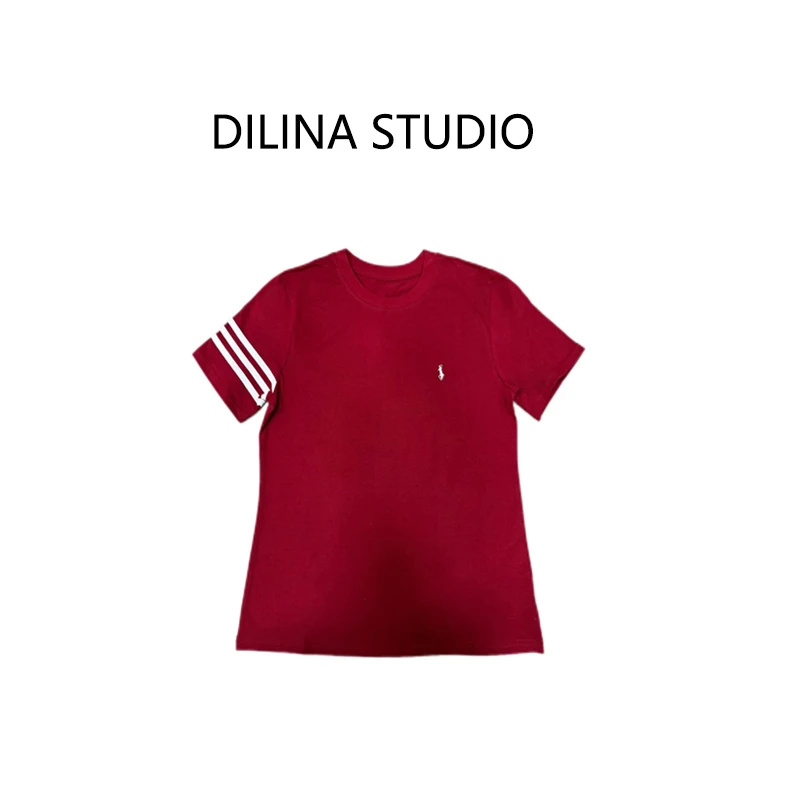 【三条杠小马】小众设计女士春夏新款短袖T恤时尚圆领休闲百搭