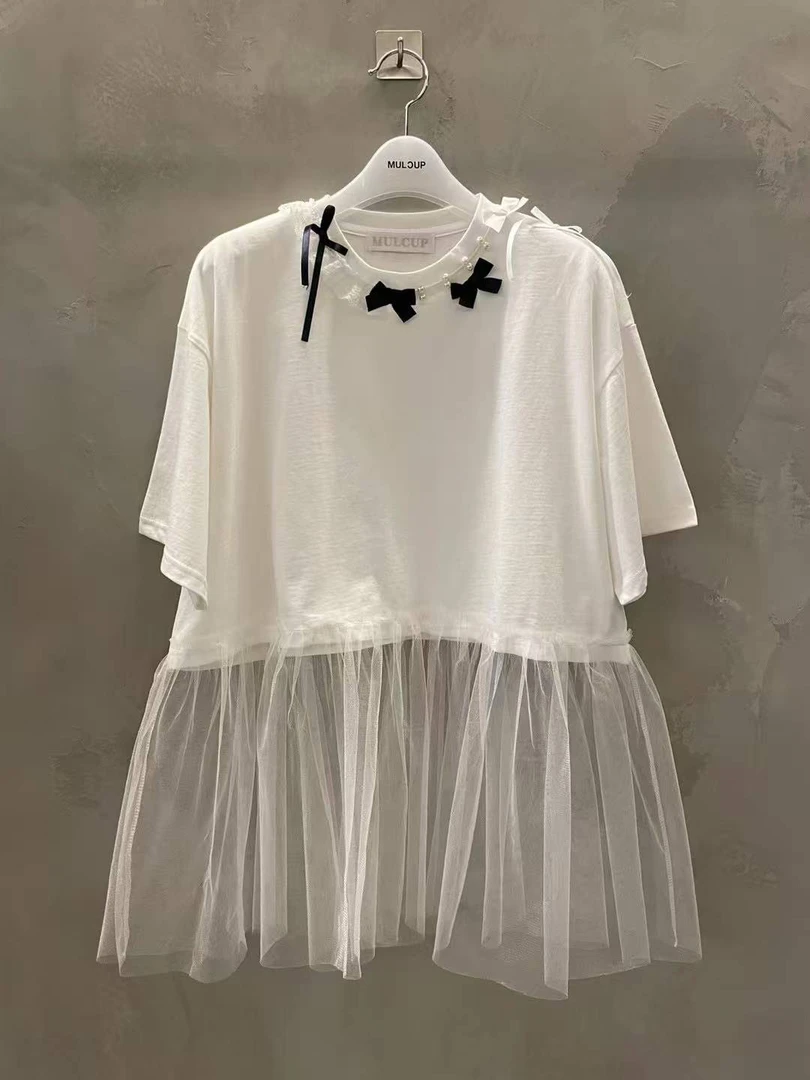 均码韩版设计师圆领T恤拼接纯色上衣女士休闲套装女夏季短袖