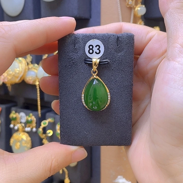 和田玉银S925镀金镶嵌颈饰