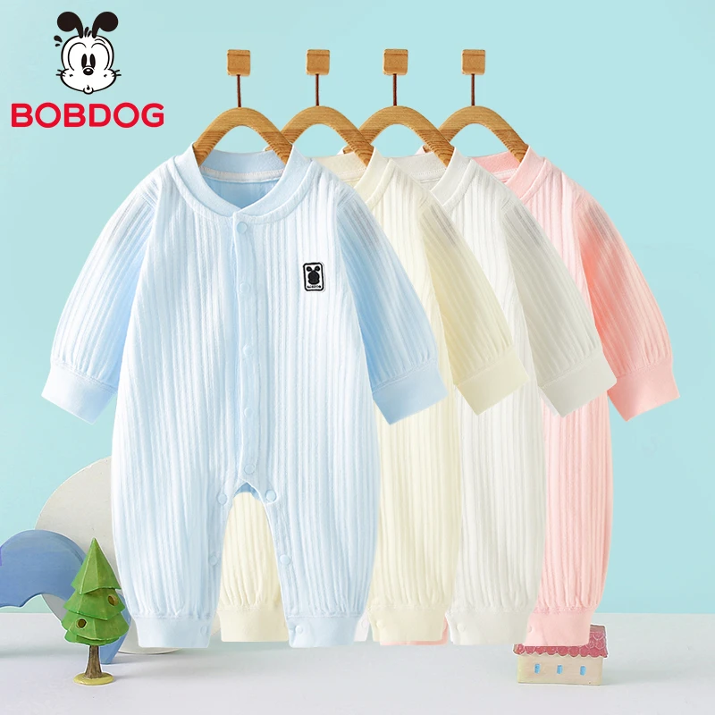 巴布豆婴儿衣服四季款无骨贴身内衣睡衣宝宝连体衣新生儿哈衣爬服