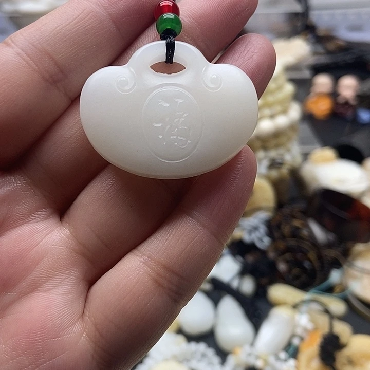 非金属贝壳贝雅轩工艺品玉化哑光福锁