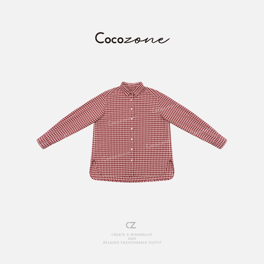 COCO ZONE 刘一一 “维希格”松弛感简约红格亲肤衬衫 CD1A1018