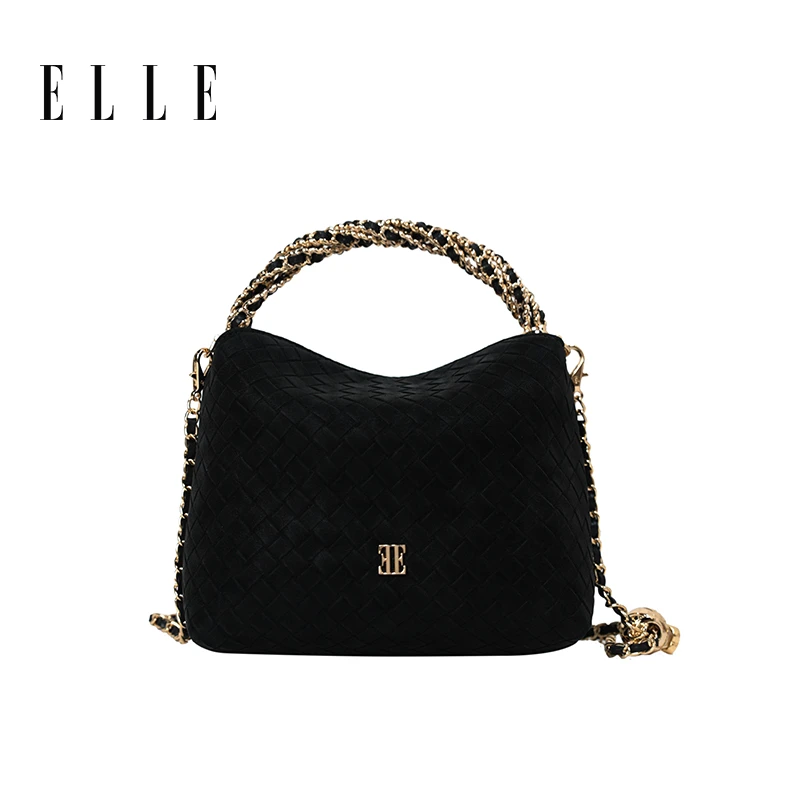 ELLE春夏新款菱格经典百搭手拎包包轻奢中包斜挎包包46709
