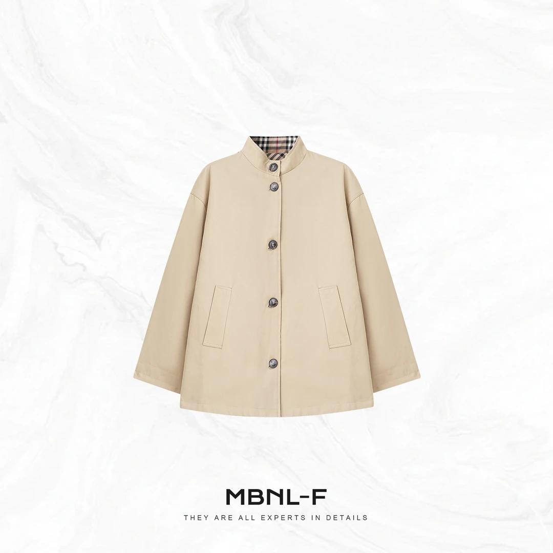 MBNL-F“巴博风衣” 经典两穿奢感格纹拼接风衣外套 秦磊XM-XWT1263