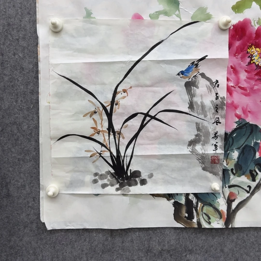 国画斗方兰花画芯40×40