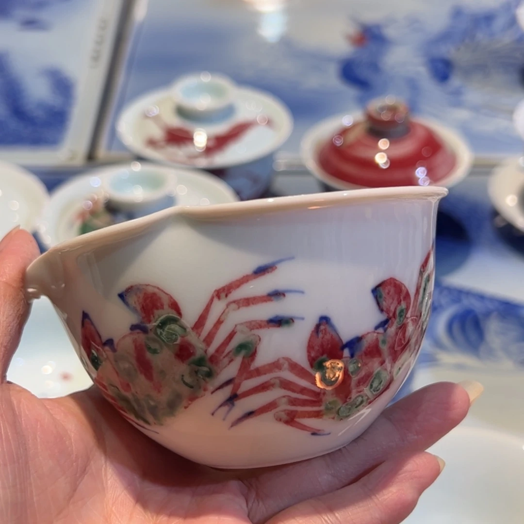 杯原矿青花釉里红瓷器