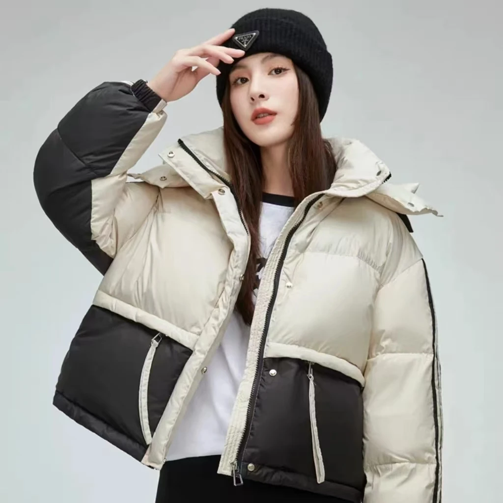 Y9901防风常规款时尚加厚连帽厚款长袖短款休闲户外秋冬90羽绒服