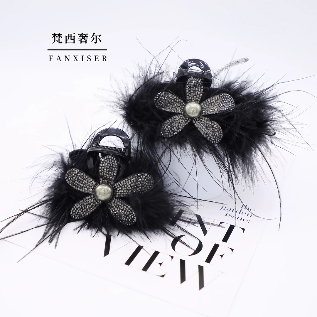 【路易斯 花羽有梳子】YM3899气质轻奢高级感抓夹