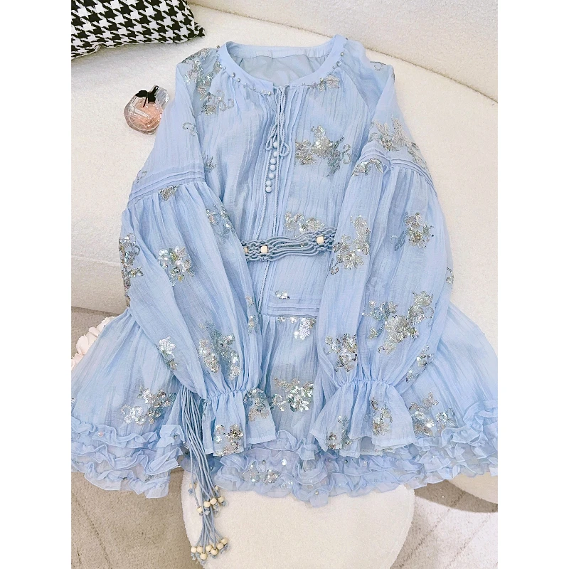 丨春季新款时尚潮流重工亮片刺绣连衣裙 3302