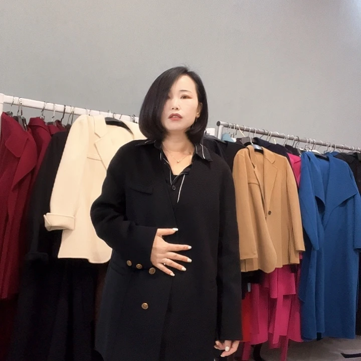 双面呢大衣西装S码黑色