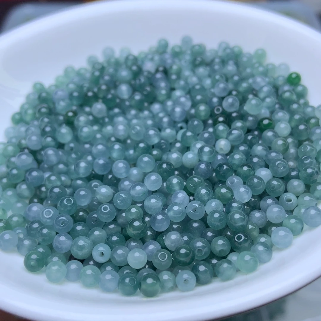 未镶嵌手链翡翠卡3.8冰透蓝水50个