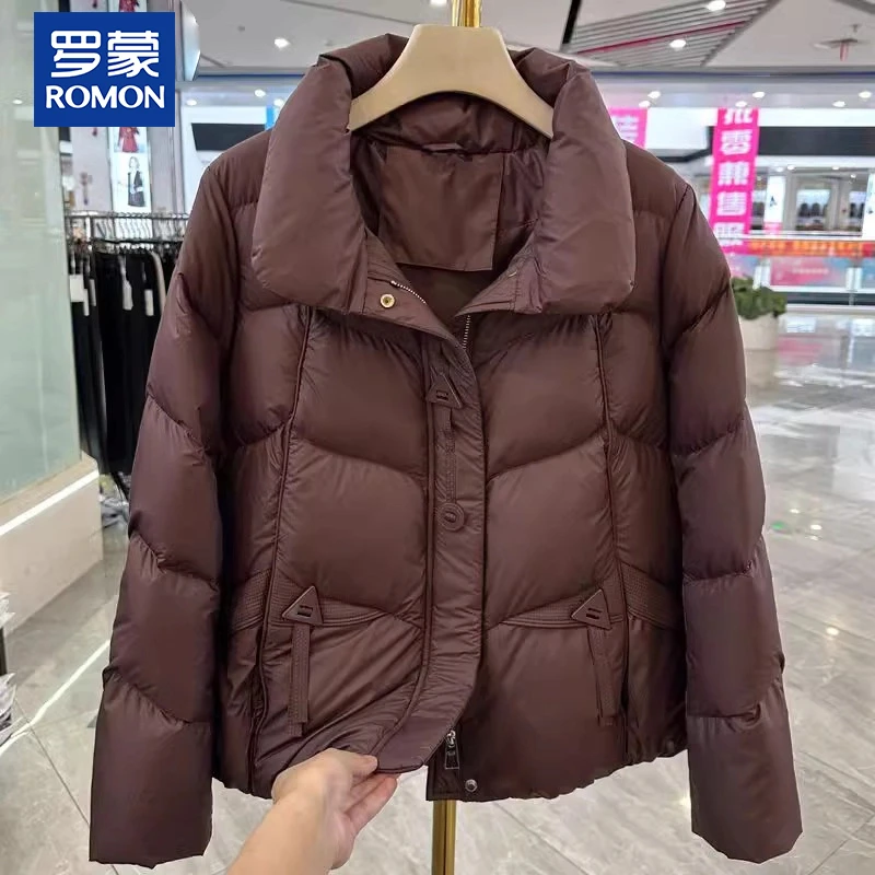 罗蒙妈妈装冬装新款羽绒服新款中老年女冬季加厚保暖白鸭绒外套