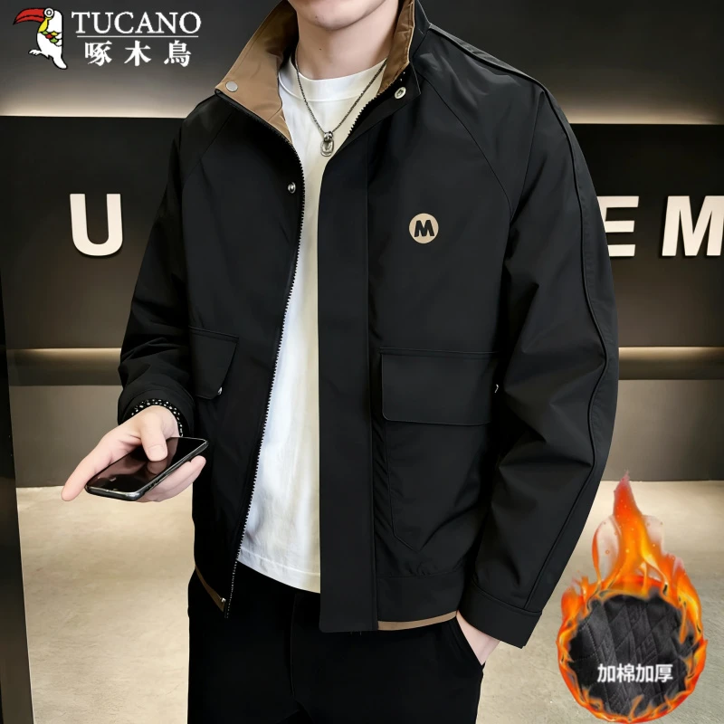 TUCANO/啄木鳥男士春秋款夹克加棉保暖外套立领简约休闲百搭外套