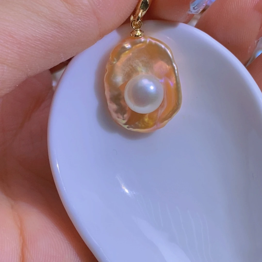 银S925镶嵌淡水珍珠微瑕