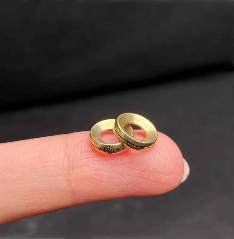 24k包金铜镀金素圈卡环手环diy配饰不易掉保色108猴头隔片金色