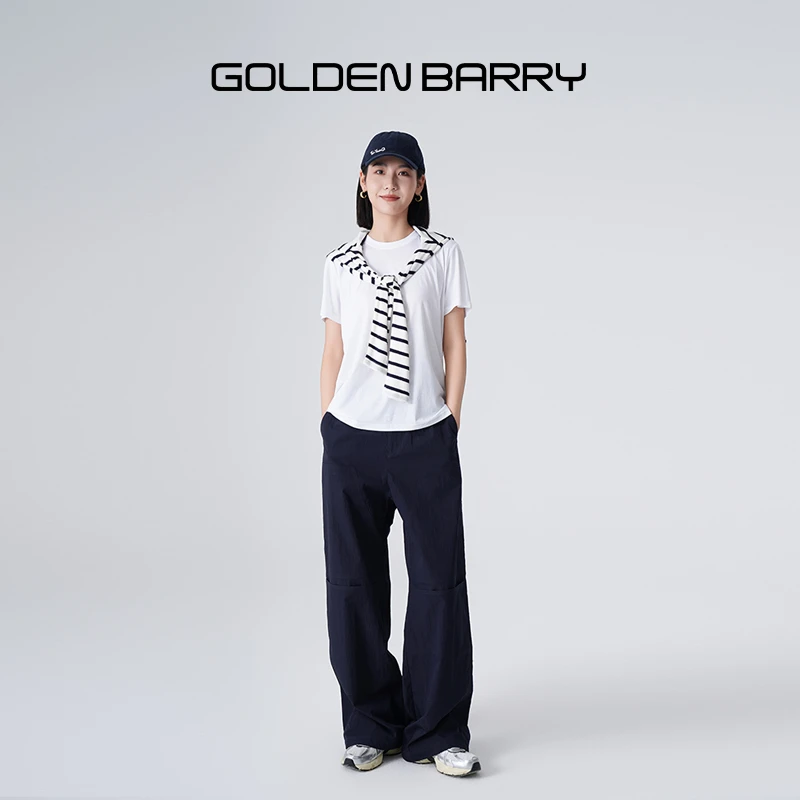 GOLDENBARRY|201768百搭圆领净版短袖T恤宽松夏季休闲时尚白色