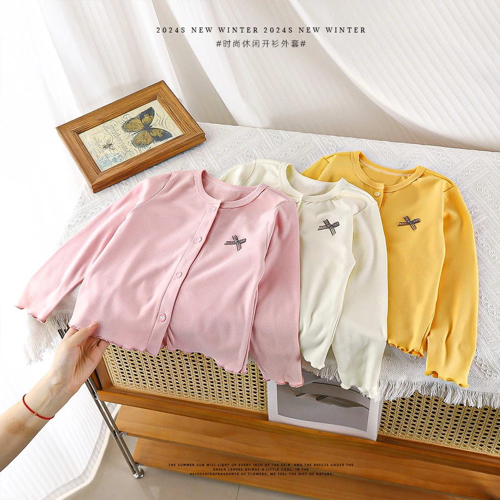 女童秋季清新开衫外套外穿韩版春秋宝宝纯棉童装百搭洋气针织