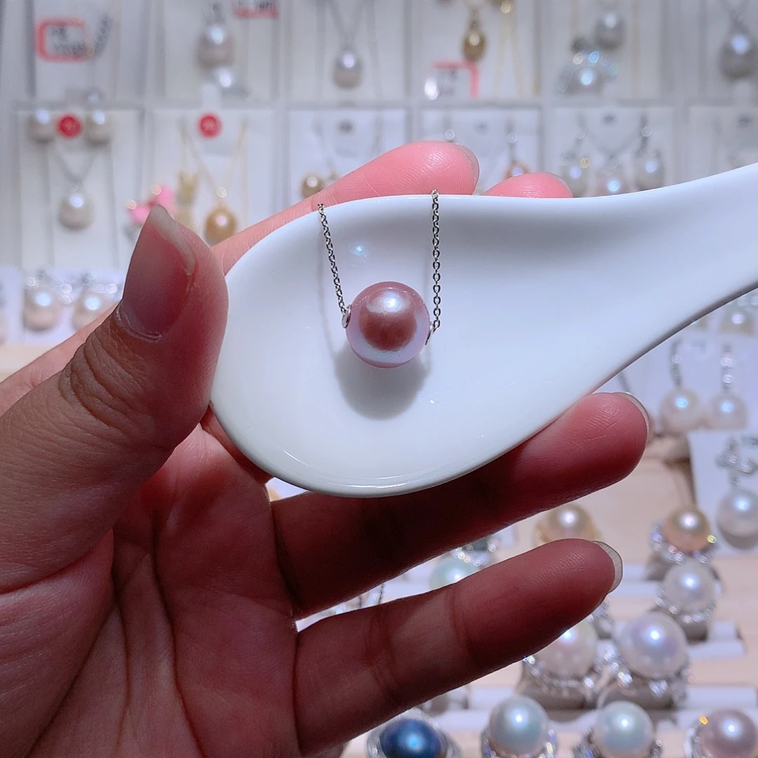 银S925镶嵌吊坠(赠链)淡水珍珠CC12.8mm