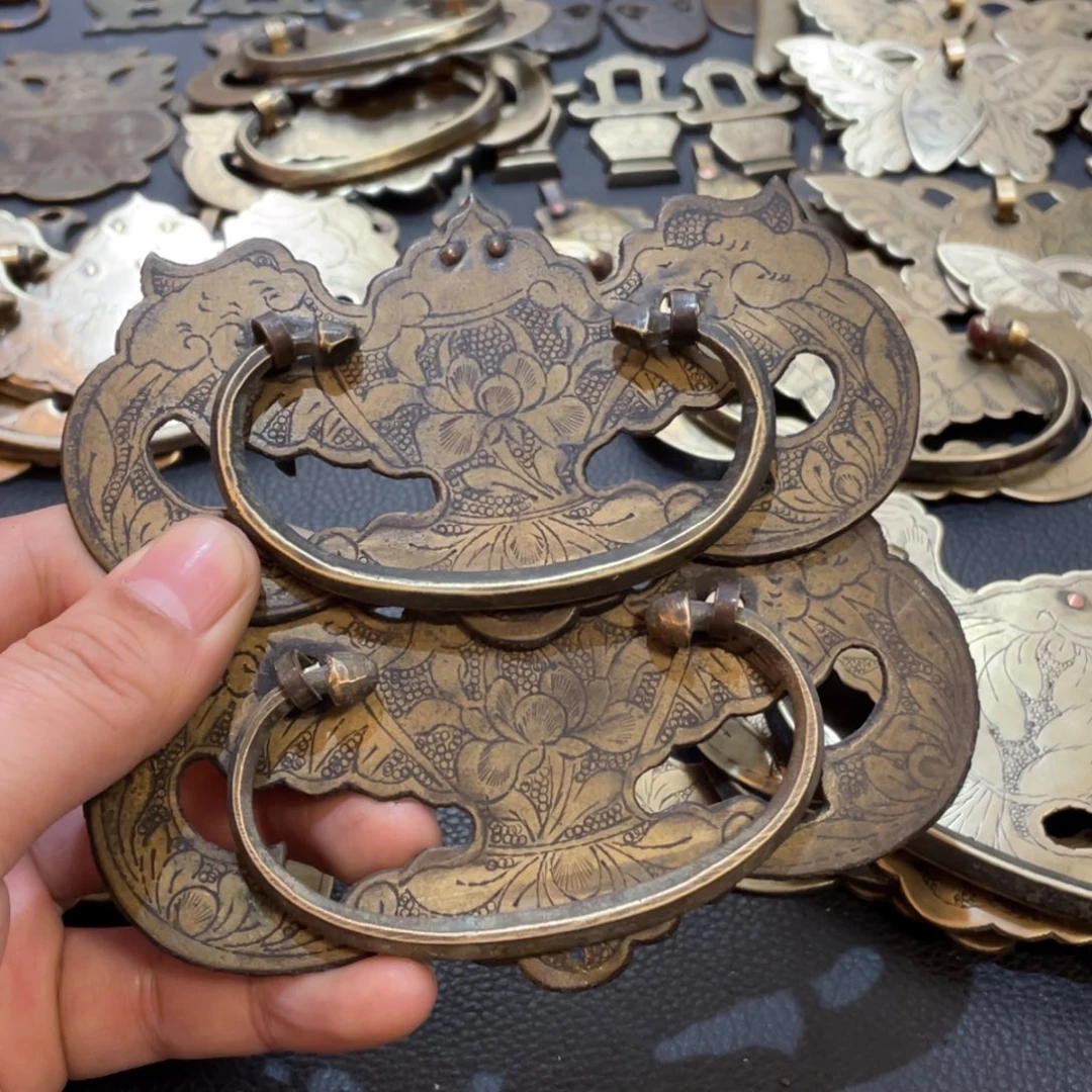 东***子一对铜蝙蝠花开富贵